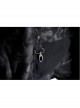 Stand-Up Collar Front Metal Retro Button Skull Decoration Lace-Up Black Punk Print Coat