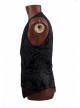 Front Woven Strap Metal Retro Button Black Gothic Jacquard Vest