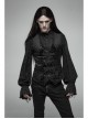 Front Woven Strap Metal Retro Button Black Gothic Jacquard Vest
