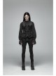 Front Woven Strap Metal Retro Button Black Gothic Jacquard Vest