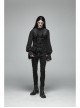Front Woven Strap Metal Retro Button Black Gothic Jacquard Vest