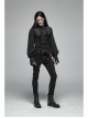 Front Woven Strap Metal Retro Button Black Gothic Jacquard Vest