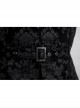 Front Woven Strap Metal Retro Button Black Gothic Jacquard Vest