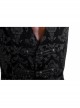 Front Woven Strap Metal Retro Button Black Gothic Jacquard Vest