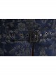 Front Woven Strap Metal Retro Button Dark Blue Gothic Jacquard Vest