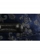Front Woven Strap Metal Retro Button Dark Blue Gothic Jacquard Vest