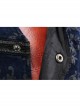 Front Woven Strap Metal Retro Button Dark Blue Gothic Jacquard Vest