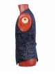 Front Woven Strap Metal Retro Button Dark Blue Gothic Jacquard Vest