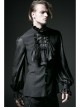 High Collar Front Chest Retro Button Flounce Lantern Sleeve Lace Cuff Black Gothic Chiffon Shirt