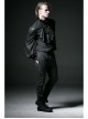 High Collar Front Chest Retro Button Flounce Lantern Sleeve Lace Cuff Black Gothic Chiffon Shirt