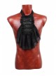 High Collar Front Chest Retro Button Flounce Lantern Sleeve Lace Cuff Black Gothic Chiffon Shirt
