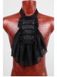 High Collar Front Chest Retro Button Flounce Lantern Sleeve Lace Cuff Black Gothic Chiffon Shirt