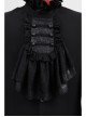 High Collar Front Chest Retro Button Flounce Lantern Sleeve Lace Cuff Black Gothic Chiffon Shirt