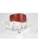 High Collar Front Chest Retro Button Flounce Lantern Sleeve Lace Cuff White Gothic Chiffon Shirt
