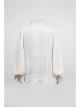 High Collar Front Chest Retro Button Flounce Lantern Sleeve Lace Cuff White Gothic Chiffon Shirt