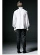 High Collar Front Chest Retro Button Flounce Lantern Sleeve Lace Cuff White Gothic Chiffon Shirt