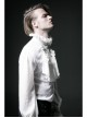 High Collar Front Chest Retro Button Flounce Lantern Sleeve Lace Cuff White Gothic Chiffon Shirt
