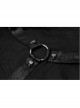 Black Metal D-Buckle Leather Strap Decoration Slit Lace-Up Short Sleeve Punk Shirt