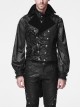 Front Double-Breasted Side Leather Loops Swallowtail Hem Black Gothic Retro Flocking Vest