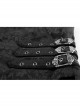 Front Double-Breasted Side Leather Loops Swallowtail Hem Black Gothic Retro Flocking Vest