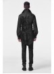 Front Double-Breasted Side Leather Loops Swallowtail Hem Black Gothic Retro Flocking Vest