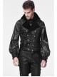 Front Double-Breasted Side Leather Loops Swallowtail Hem Black Gothic Retro Flocking Vest
