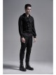 Front Double-Breasted Side Leather Loops Swallowtail Hem Black Gothic Retro Flocking Vest