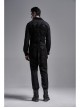 Front Double-Breasted Side Leather Loops Swallowtail Hem Black Gothic Retro Flocking Vest