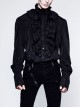 High Collar Front Chest Flounce Metal Retro Button Long Sleeve Black Gothic Shirt