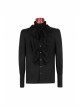 High Collar Front Chest Flounce Metal Retro Button Long Sleeve Black Gothic Shirt