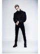High Collar Front Chest Flounce Metal Retro Button Long Sleeve Black Gothic Shirt