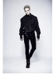 High Collar Front Chest Flounce Metal Retro Button Long Sleeve Black Gothic Shirt