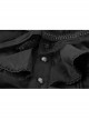 High Collar Front Chest Flounce Metal Retro Button Long Sleeve Black Gothic Shirt