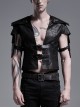 Front Leather Hasp Armor Sleeve Arm Loops Black Punk Short Jacket