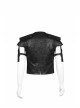 Front Leather Hasp Armor Sleeve Arm Loops Black Punk Short Jacket