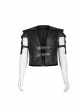 Front Leather Hasp Armor Sleeve Arm Loops Black Punk Short Jacket