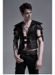 Front Leather Hasp Armor Sleeve Arm Loops Black Punk Short Jacket