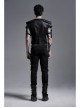 Front Leather Hasp Armor Sleeve Arm Loops Black Punk Short Jacket