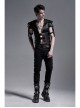 Front Leather Hasp Armor Sleeve Arm Loops Black Punk Short Jacket