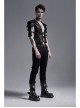 Front Leather Hasp Armor Sleeve Arm Loops Black Punk Short Jacket