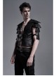 Front Leather Hasp Armor Sleeve Arm Loops Black Punk Short Jacket