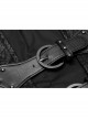 Front Leather Hasp Armor Sleeve Arm Loops Black Punk Short Jacket