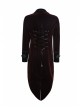 Front Classical Buttons Embroidery Cuff Back Waist Lace-Up Swallowtail Hem Wine Red Gothic Flannel Coat