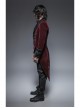 Front Classical Buttons Embroidery Cuff Back Waist Lace-Up Swallowtail Hem Wine Red Gothic Flannel Coat