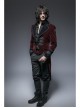 Front Classical Buttons Embroidery Cuff Back Waist Lace-Up Swallowtail Hem Wine Red Gothic Flannel Coat