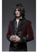 Front Classical Buttons Embroidery Cuff Back Waist Lace-Up Swallowtail Hem Wine Red Gothic Flannel Coat