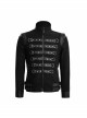Stand-Up Collar Front Chest Leather Strap Back Lace-Up Black Punk Rough-Textured Leather Coat