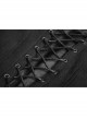 Stand-Up Collar Front Chest Leather Strap Back Lace-Up Black Punk Rough-Textured Leather Coat