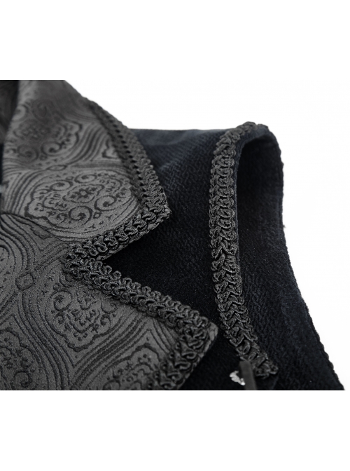 Fake Two-Piece Back Lace-Up Braid Strap Swallowtail Hem Black Gothic Flannel Coat