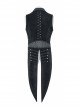 Fake Two-Piece Back Lace-Up Braid Strap Swallowtail Hem Black Gothic Flannel Coat